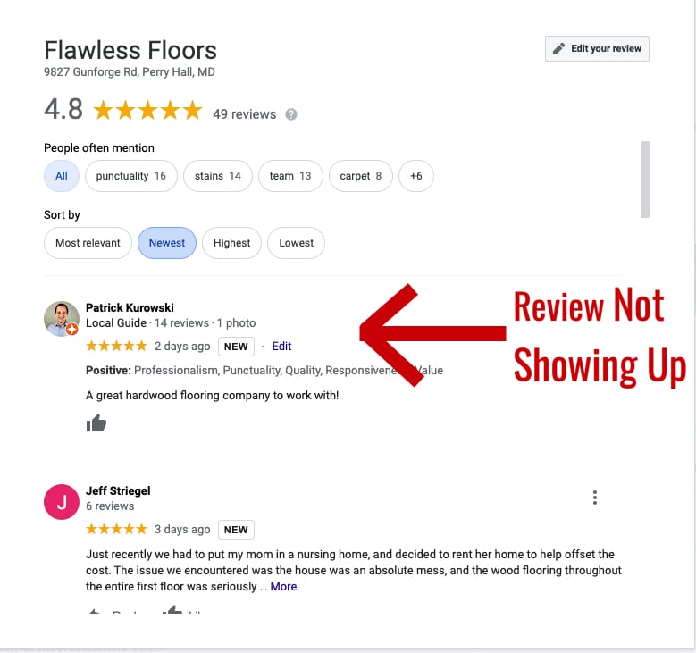 Google Reviews Not Showing Up