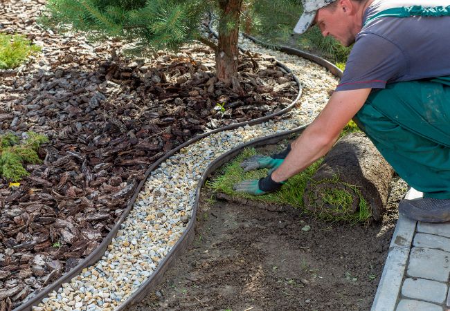 Image - Landscaper installing sod