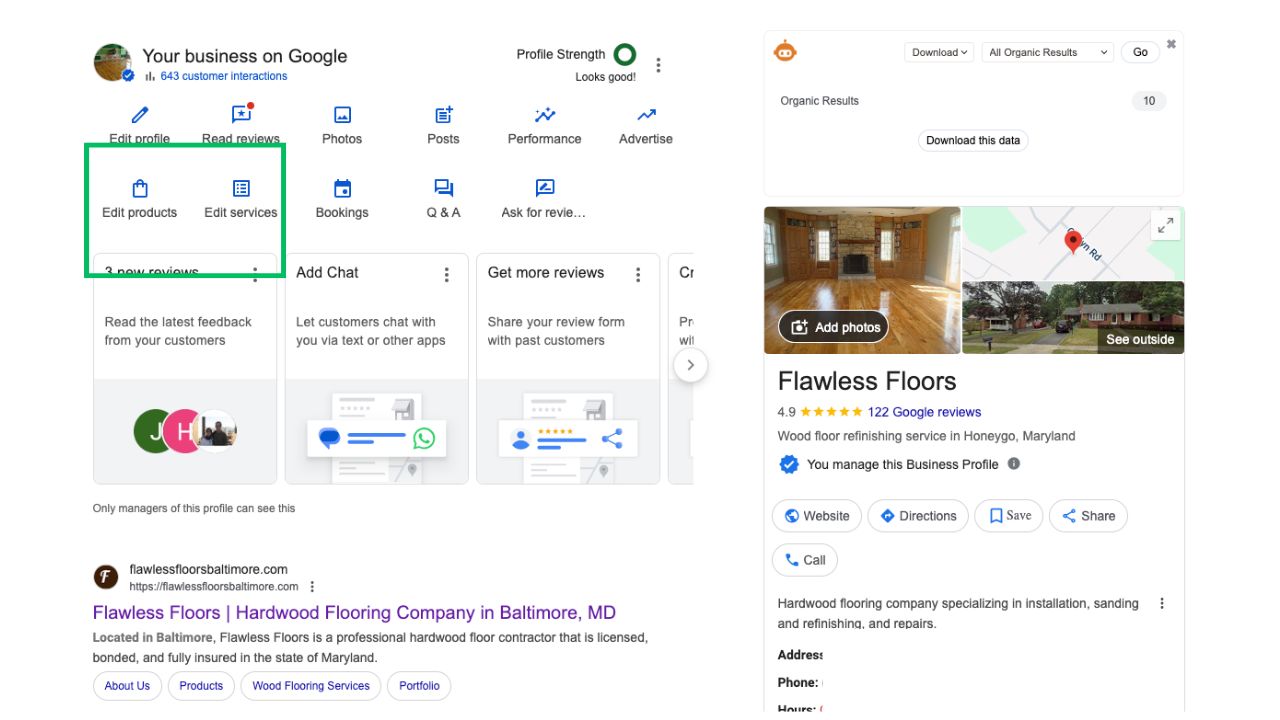 Edit Products Services - Google Business Profile for Flooring Contractors