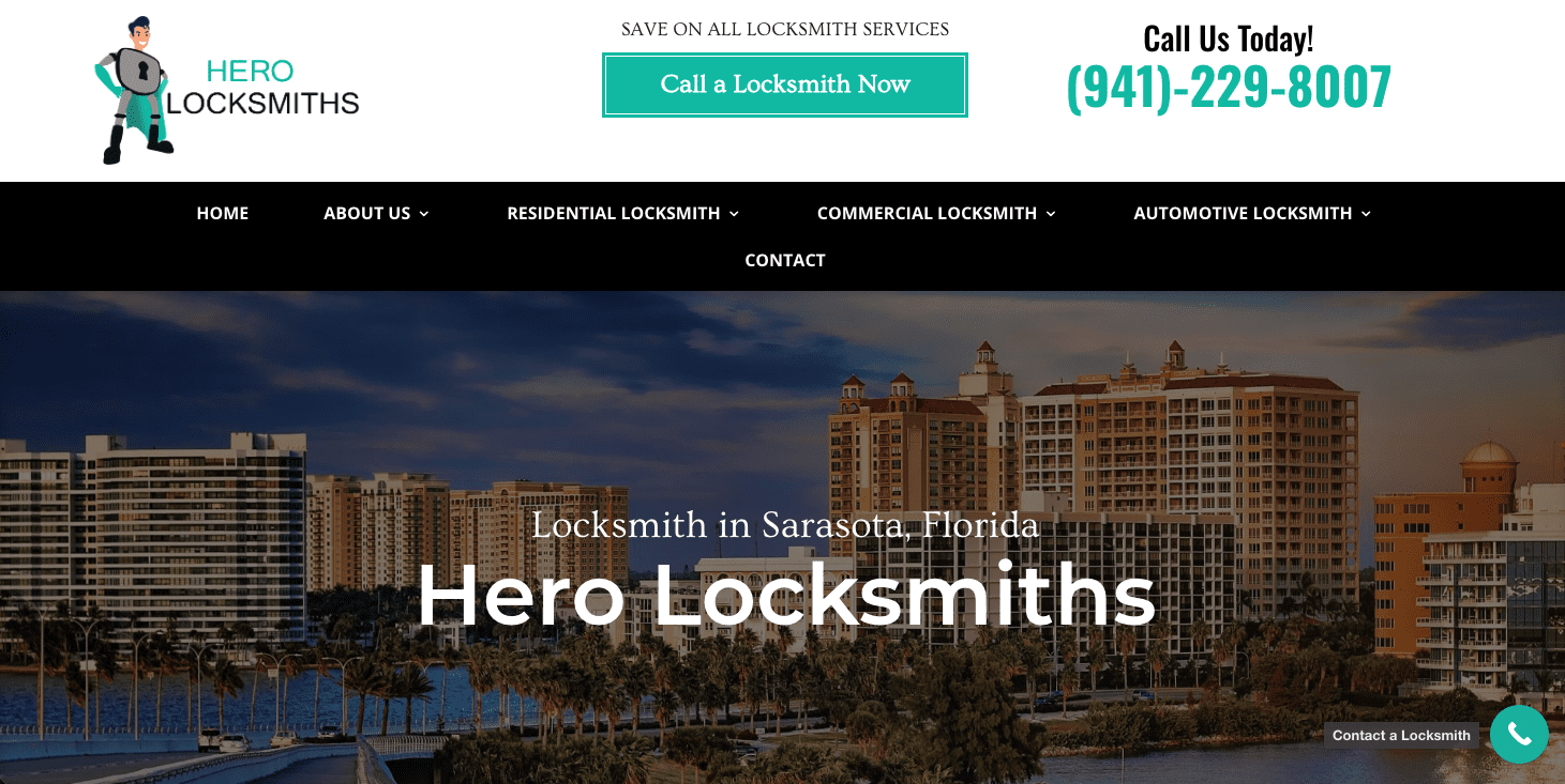 Hero Locksmith Website Design | Marketkeep Hero Locksmith Website Design